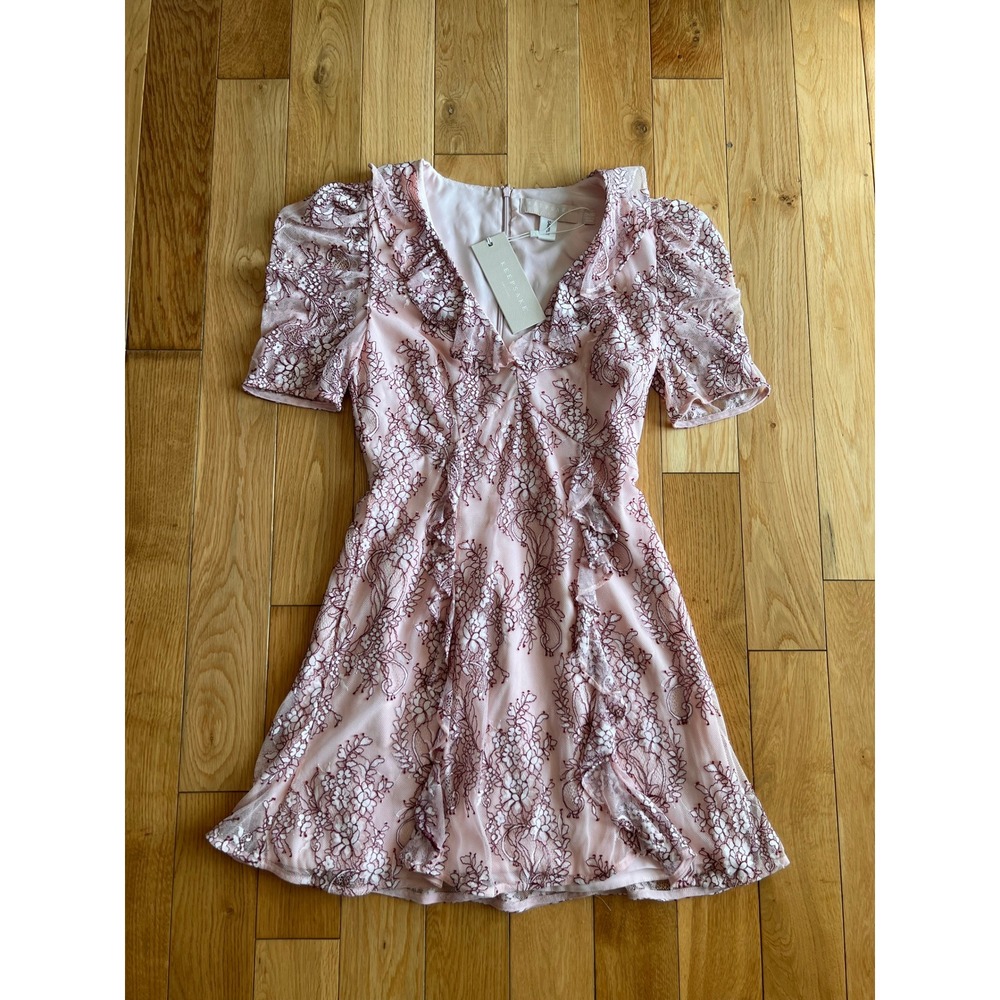 NEW Keepsake the Label Hold On Lace Short Sleeve Dress Blush Pink Womens Size S